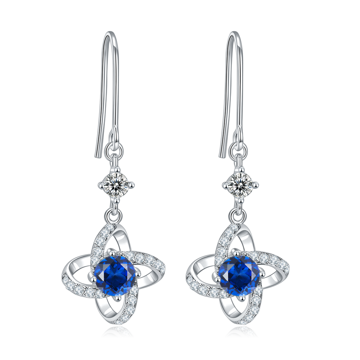 1.0 CT Moissanite & Colored Gemstone Windmill Necklace & Earrings Set in White Gold Plated Sterling Silver#5