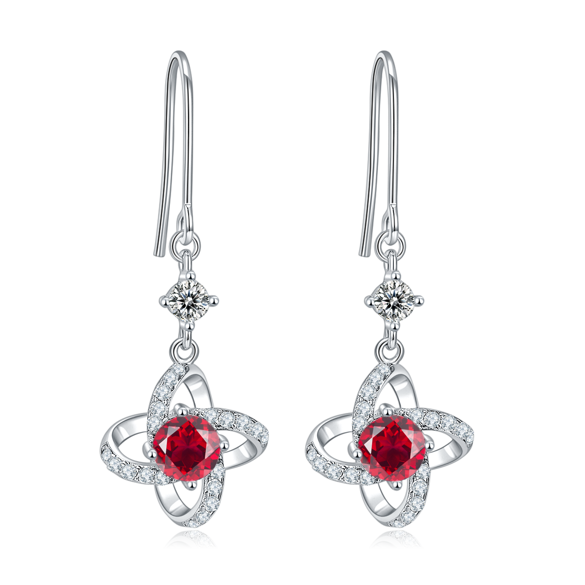 1.0 CT Moissanite & Colored Gemstone Windmill Necklace & Earrings Set in White Gold Plated Sterling Silver#3