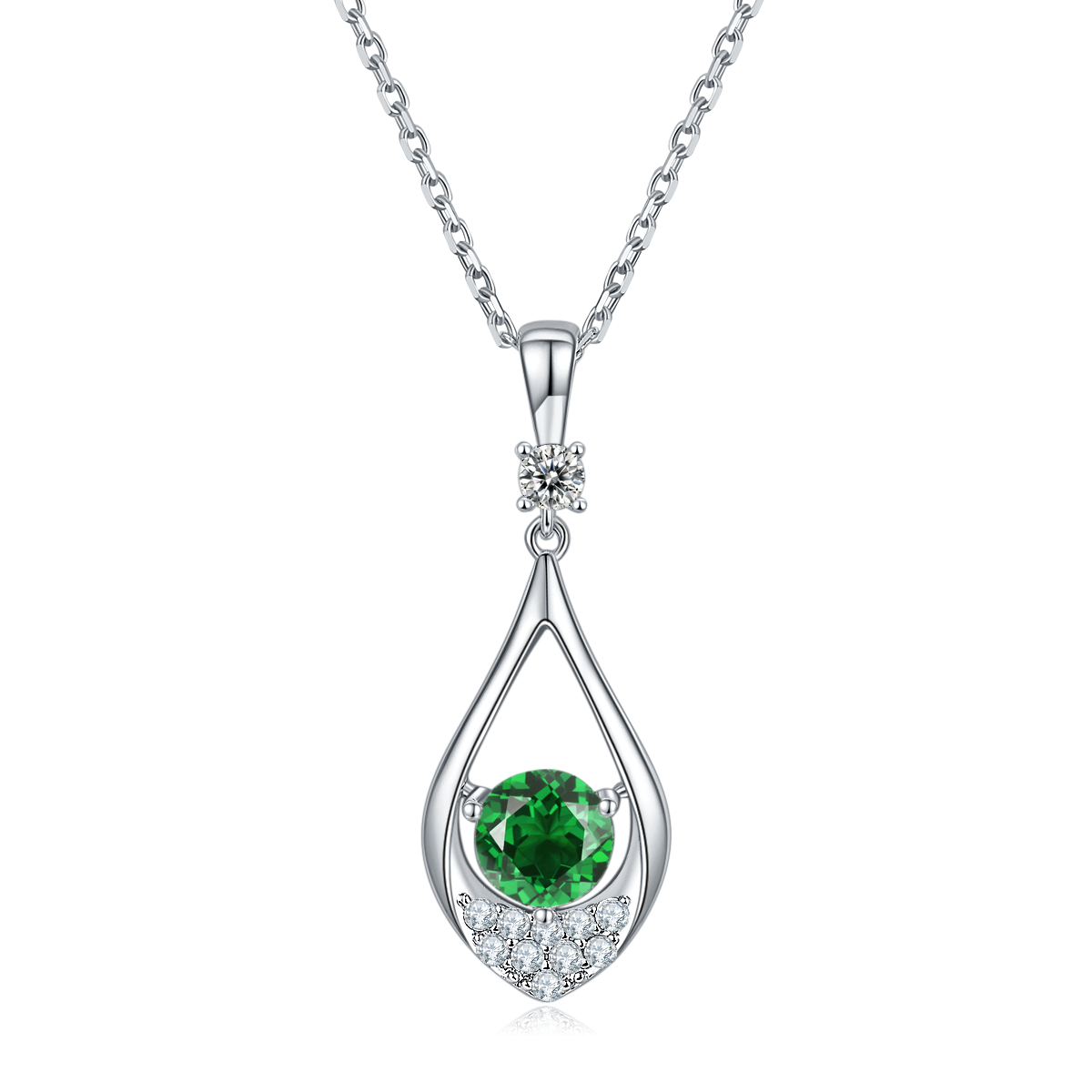 1.0 CT Moissanite & Colored Gemstone Teardrop Necklace & Earrings Set in White Gold Plated Sterling Silver#4