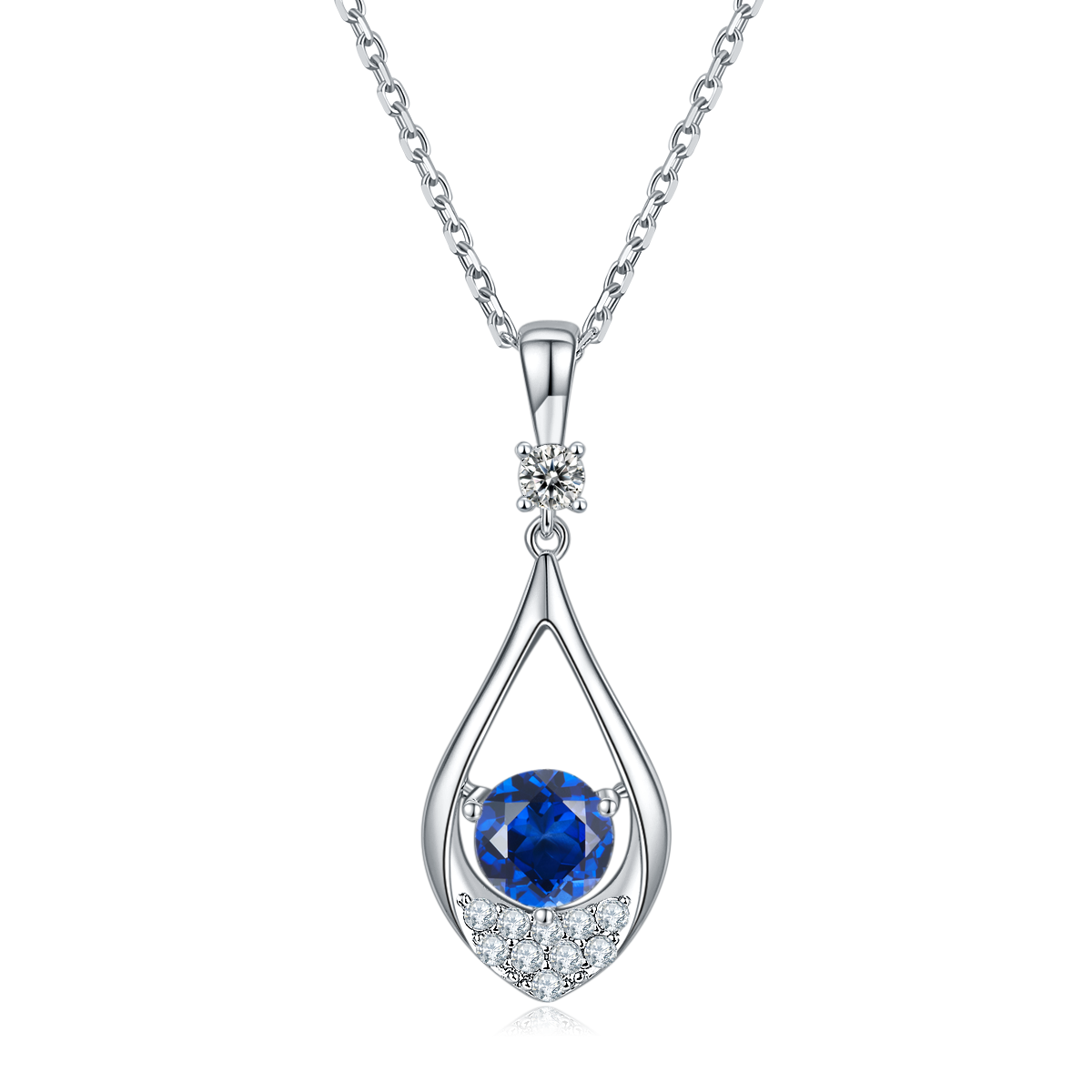 1.0 CT Moissanite & Colored Gemstone Teardrop Necklace & Earrings Set in White Gold Plated Sterling Silver#3