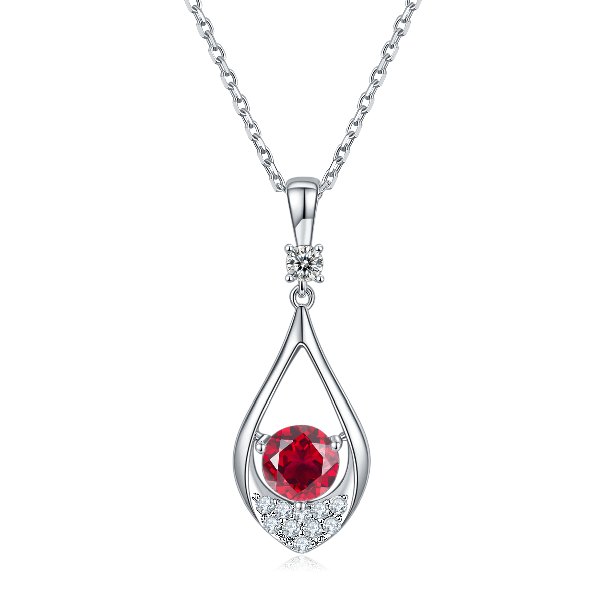 1.0 CT Moissanite & Colored Gemstone Teardrop Necklace & Earrings Set in White Gold Plated Sterling Silver#2