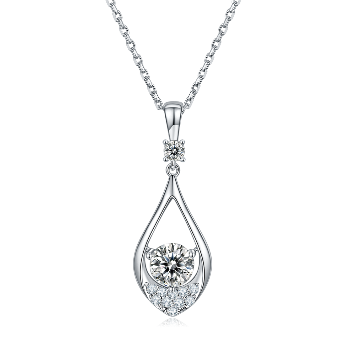 1.0 CT Moissanite & Colored Gemstone Teardrop Necklace & Earrings Set in White Gold Plated Sterling Silver#0