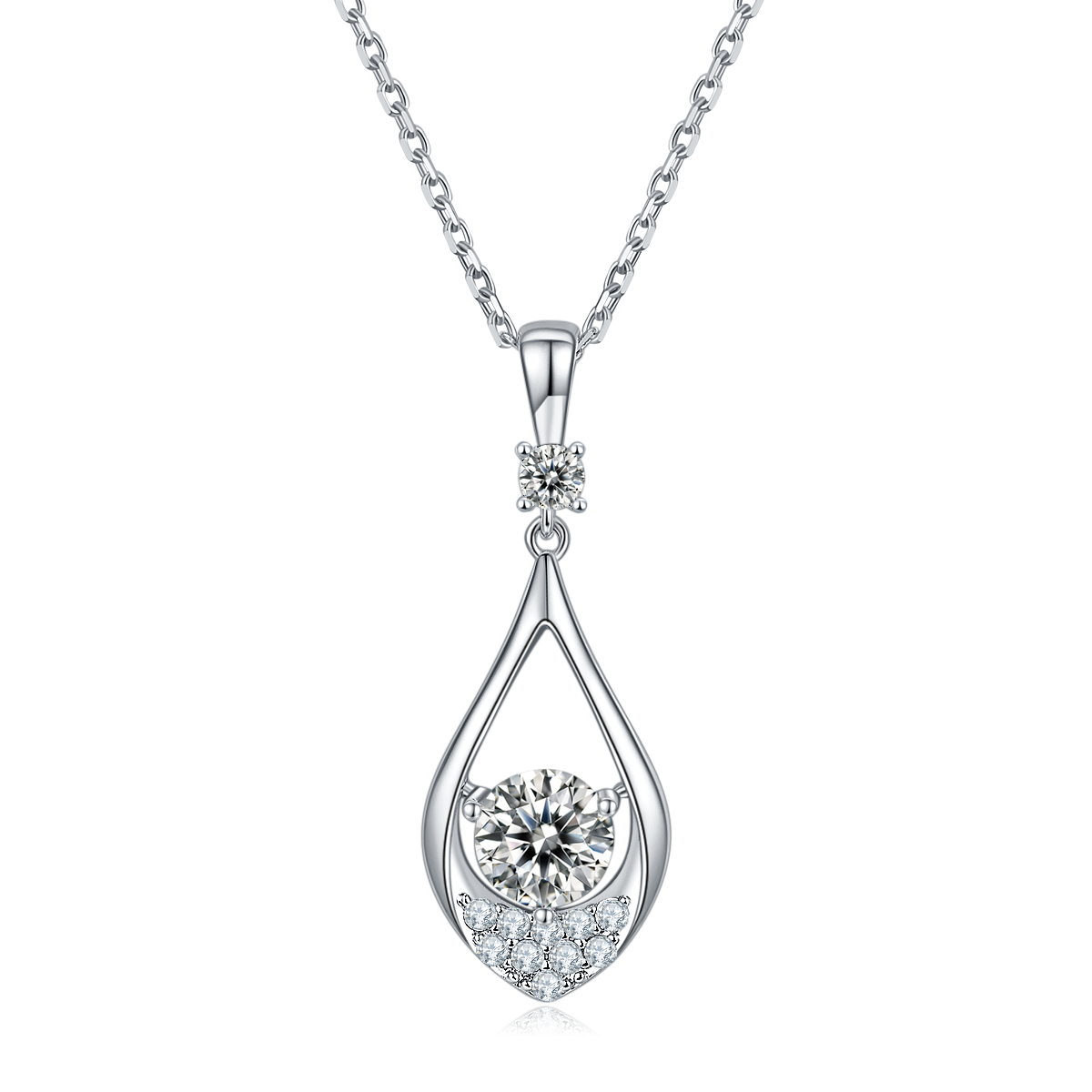 1.0 CT Moissanite & Colored Gemstone Teardrop Necklace & Earrings Set in White Gold Plated Sterling Silver#0