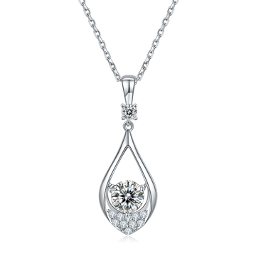 1.0 CT Moissanite & Colored Gemstone Teardrop Necklace & Earrings Set in White Gold Plated Sterling Silver#0