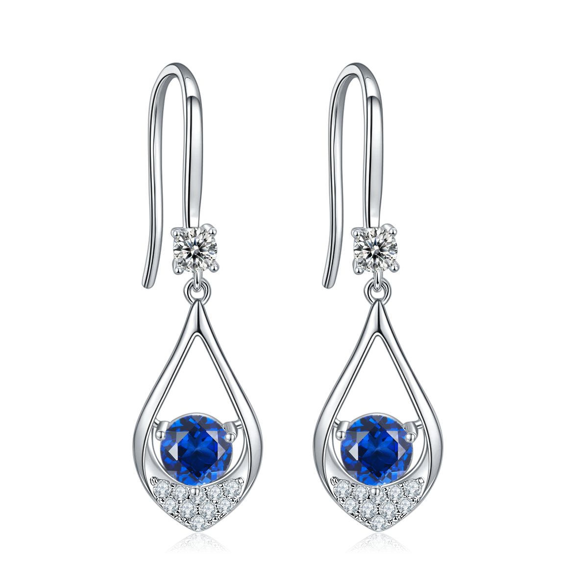 1.0 CT Moissanite & Colored Gemstone Teardrop Necklace & Earrings Set in White Gold Plated Sterling Silver#6