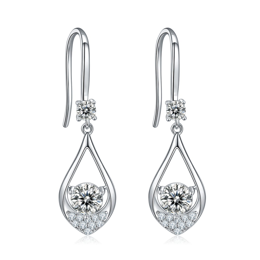 1.0 CT Moissanite & Colored Gemstone Teardrop Necklace & Earrings Set in White Gold Plated Sterling Silver#0