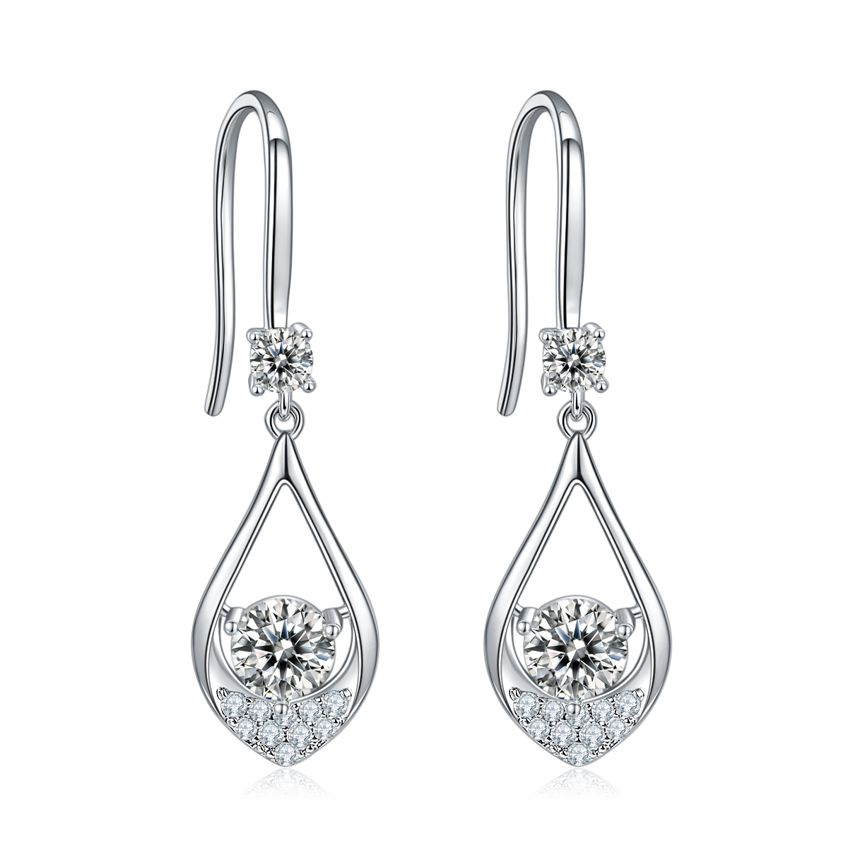 1.0 CT Moissanite & Colored Gemstone Teardrop Necklace & Earrings Set in White Gold Plated Sterling Silver#1