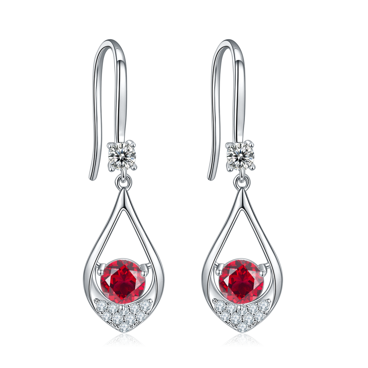 1.0 CT Moissanite & Colored Gemstone Teardrop Necklace & Earrings Set in White Gold Plated Sterling Silver#5