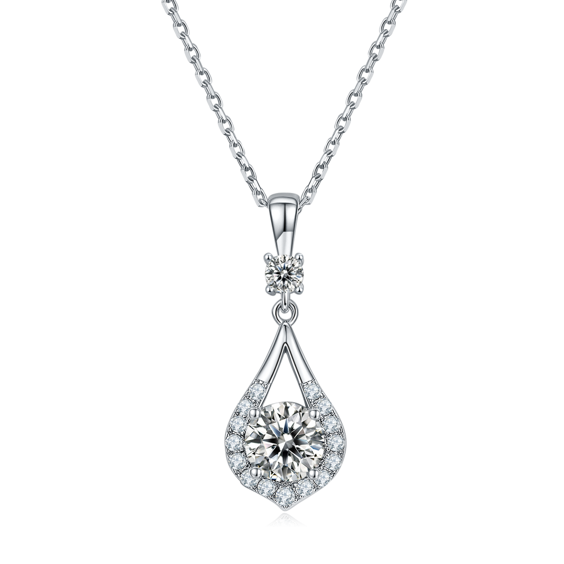 1.0 CT Moissanite & Colored Gemstone Romance Necklace & Earrings Set in White Gold Plated Sterling Silver#0