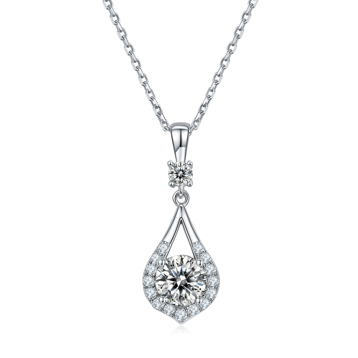 1.0 CT Moissanite & Colored Gemstone Romance Necklace & Earrings Set in White Gold Plated Sterling Silver#0