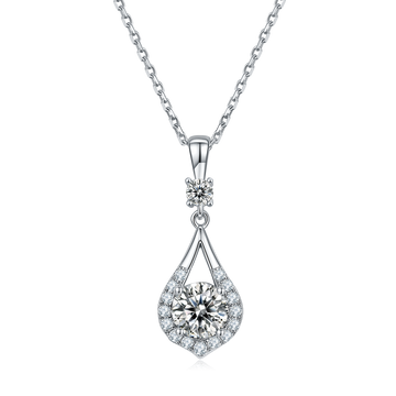 1.0 CT Moissanite & Colored Gemstone Romance Necklace & Earrings Set in White Gold Plated Sterling Silver#0