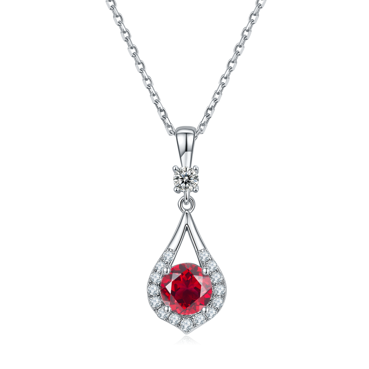 1.0 CT Moissanite & Colored Gemstone Romance Necklace & Earrings Set in White Gold Plated Sterling Silver#2