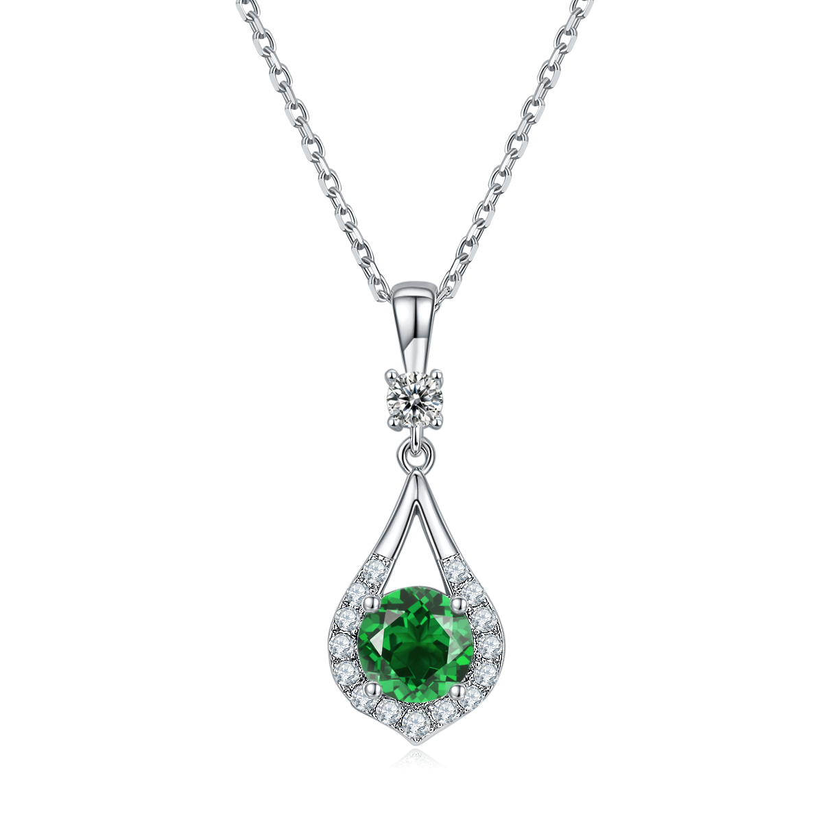 1.0 CT Moissanite & Colored Gemstone Romance Necklace & Earrings Set in White Gold Plated Sterling Silver#4