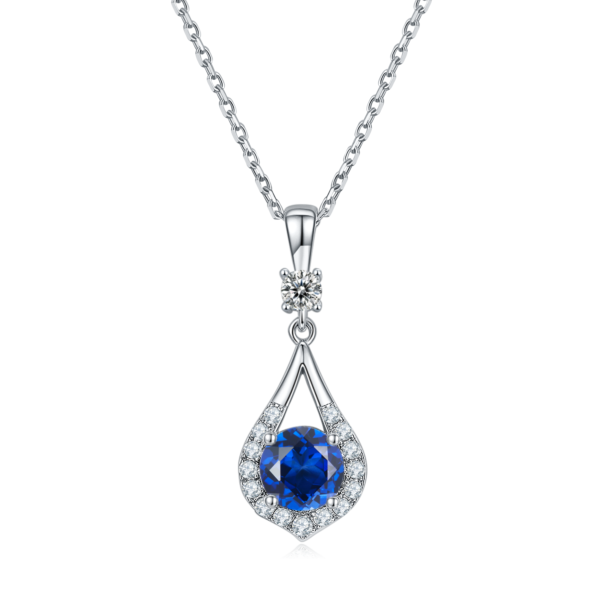 1.0 CT Moissanite & Colored Gemstone Romance Necklace & Earrings Set in White Gold Plated Sterling Silver#3