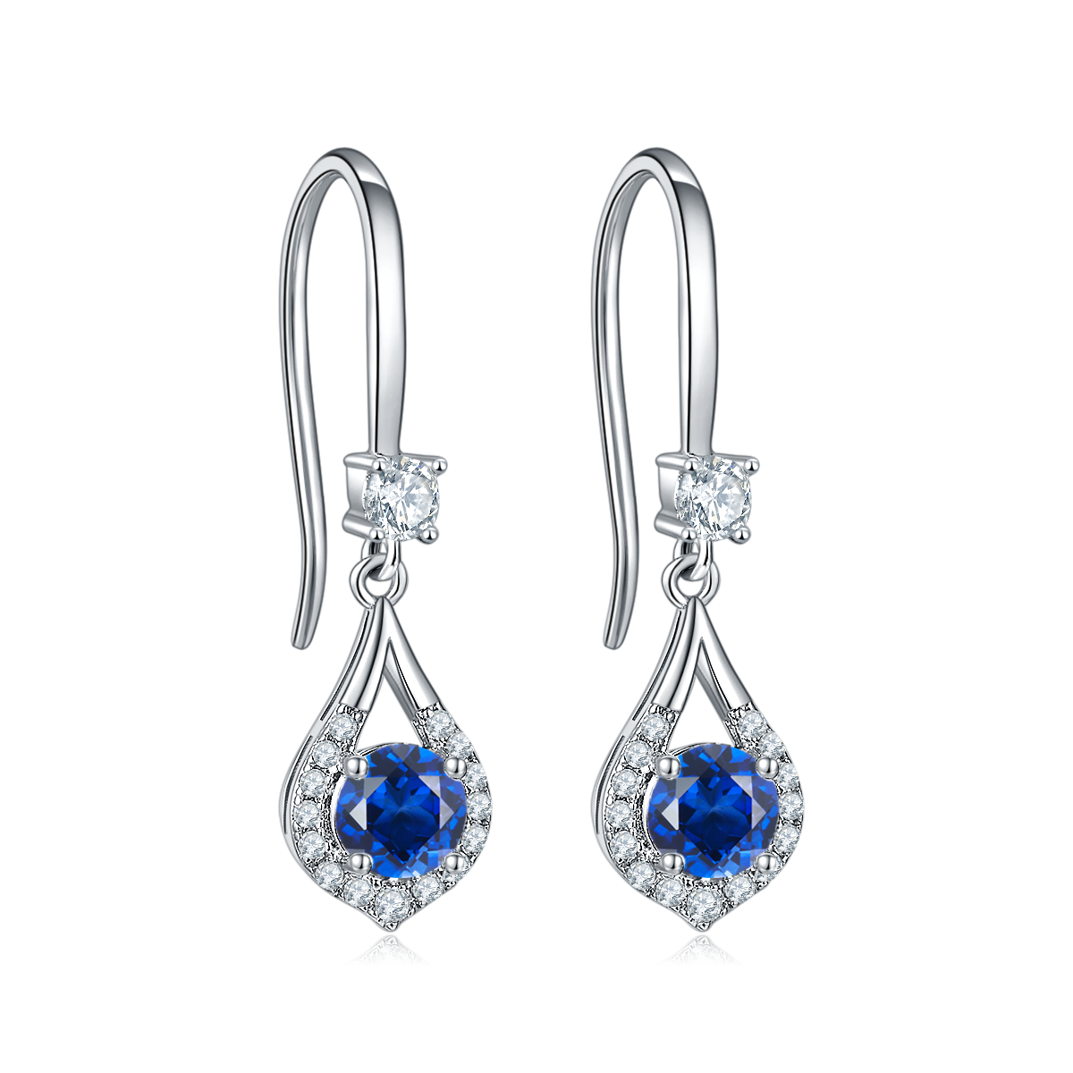 1.0 CT Moissanite & Colored Gemstone Romance Necklace & Earrings Set in White Gold Plated Sterling Silver#6