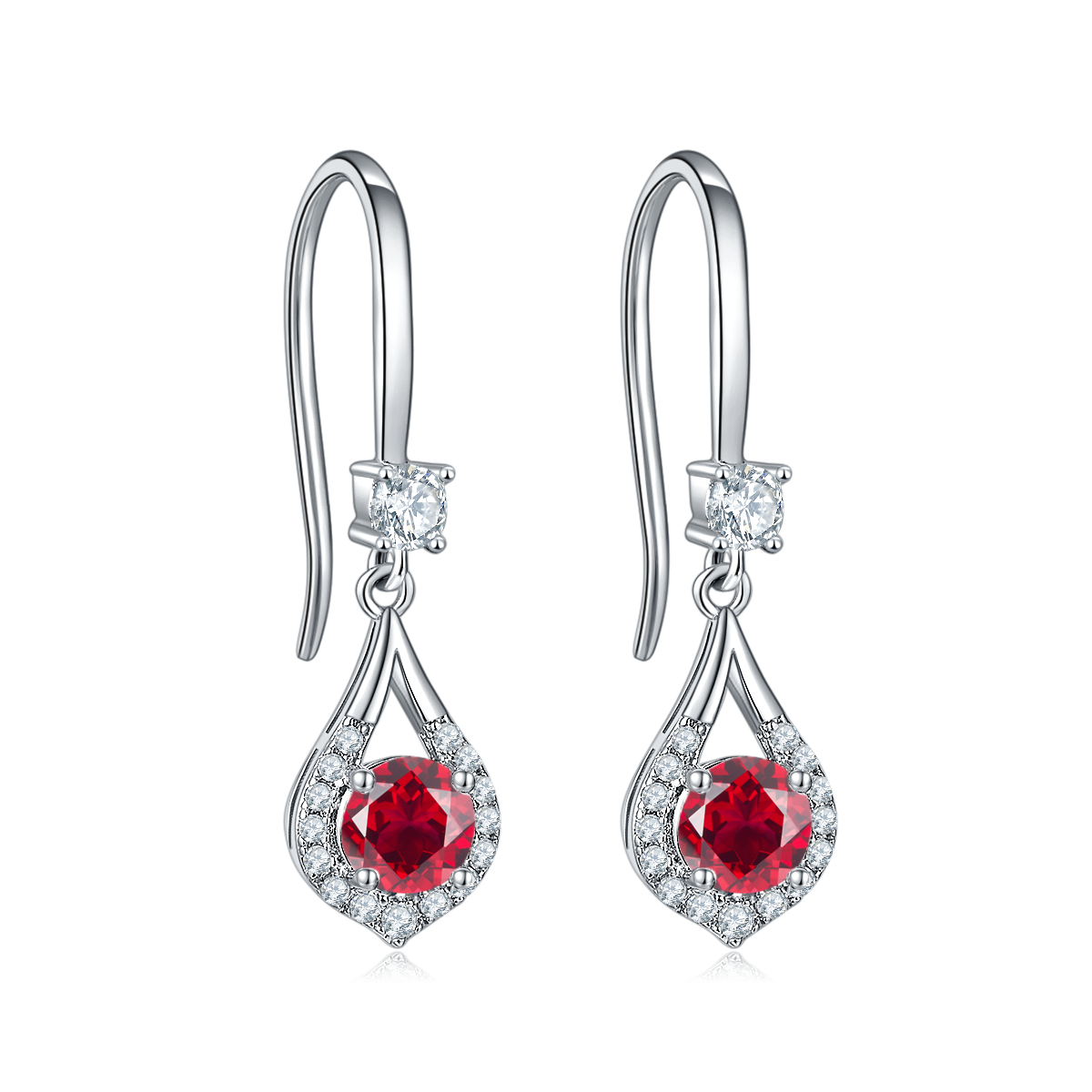 1.0 CT Moissanite & Colored Gemstone Romance Necklace & Earrings Set in White Gold Plated Sterling Silver#5