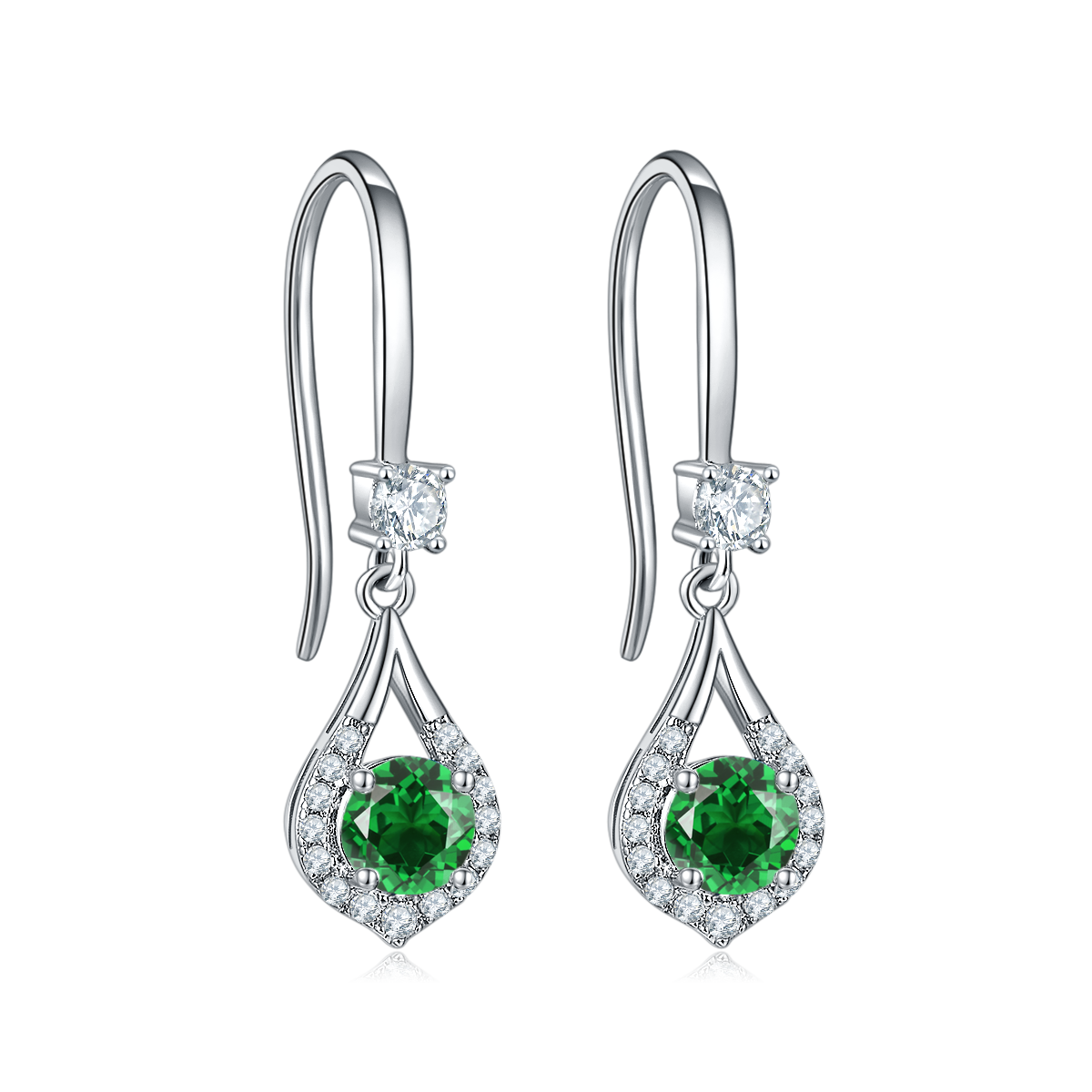 1.0 CT Moissanite & Colored Gemstone Romance Necklace & Earrings Set in White Gold Plated Sterling Silver#7