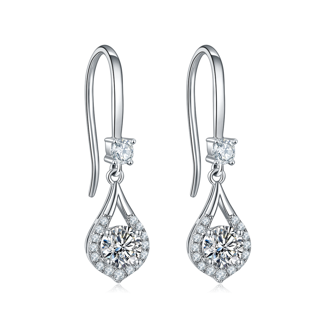 1.0 CT Moissanite & Colored Gemstone Romance Necklace & Earrings Set in White Gold Plated Sterling Silver#0