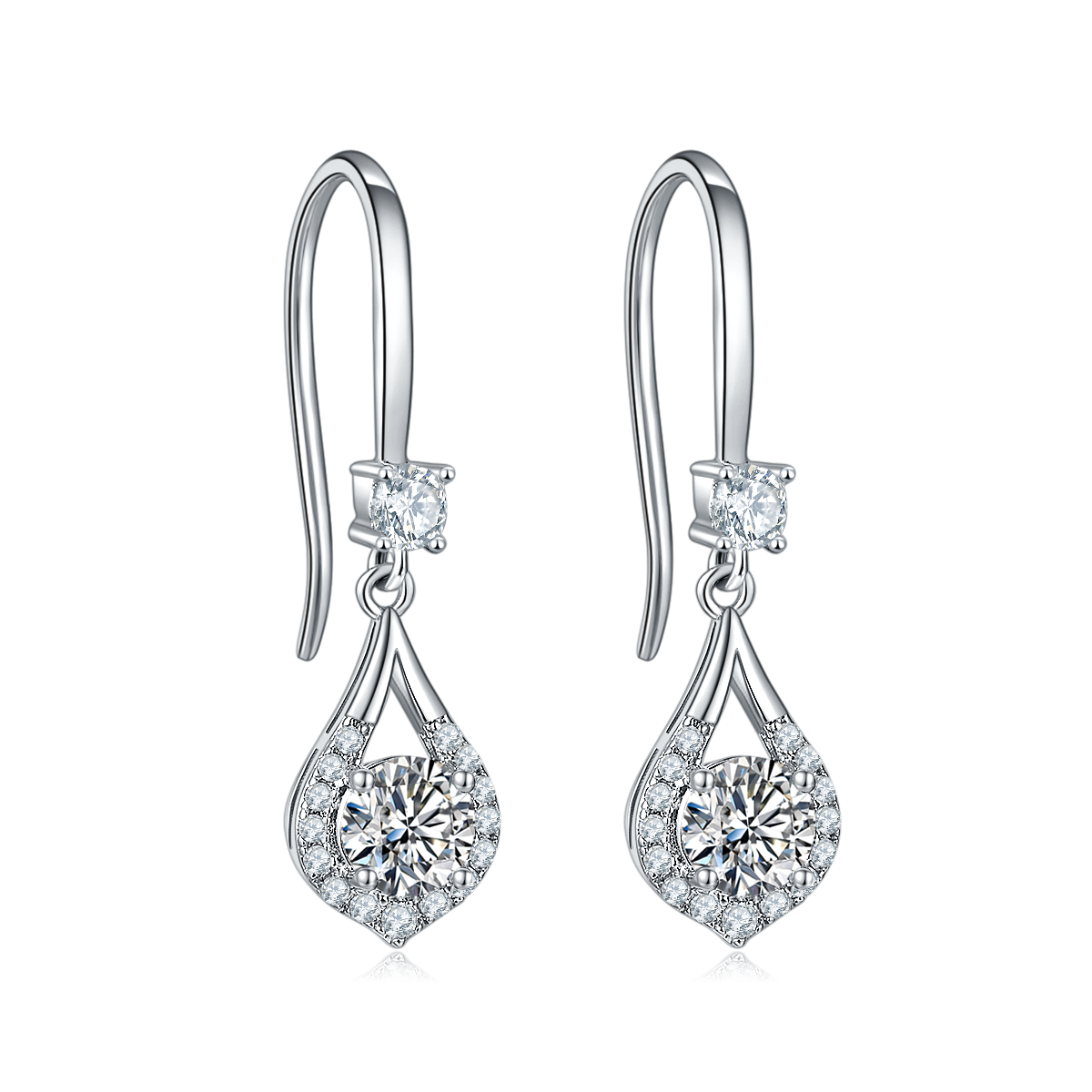 1.0 CT Moissanite & Colored Gemstone Romance Necklace & Earrings Set in White Gold Plated Sterling Silver#1