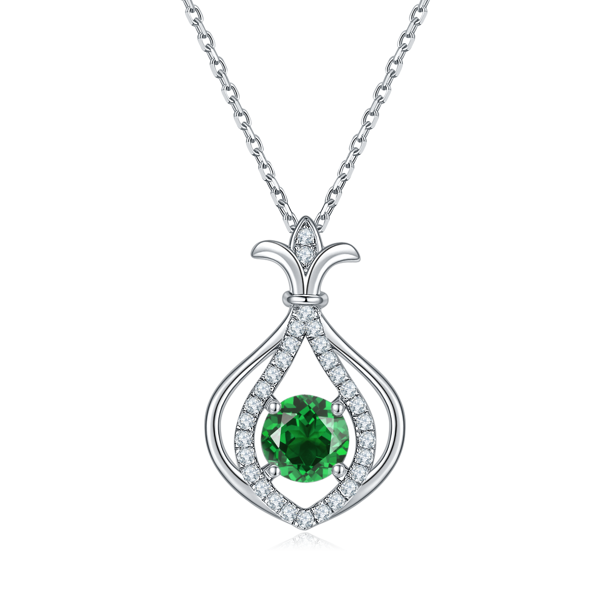 1.0 CT Moissanite & Colored Gemstone Gourd Necklace in White Gold Plated Sterling Silver#3