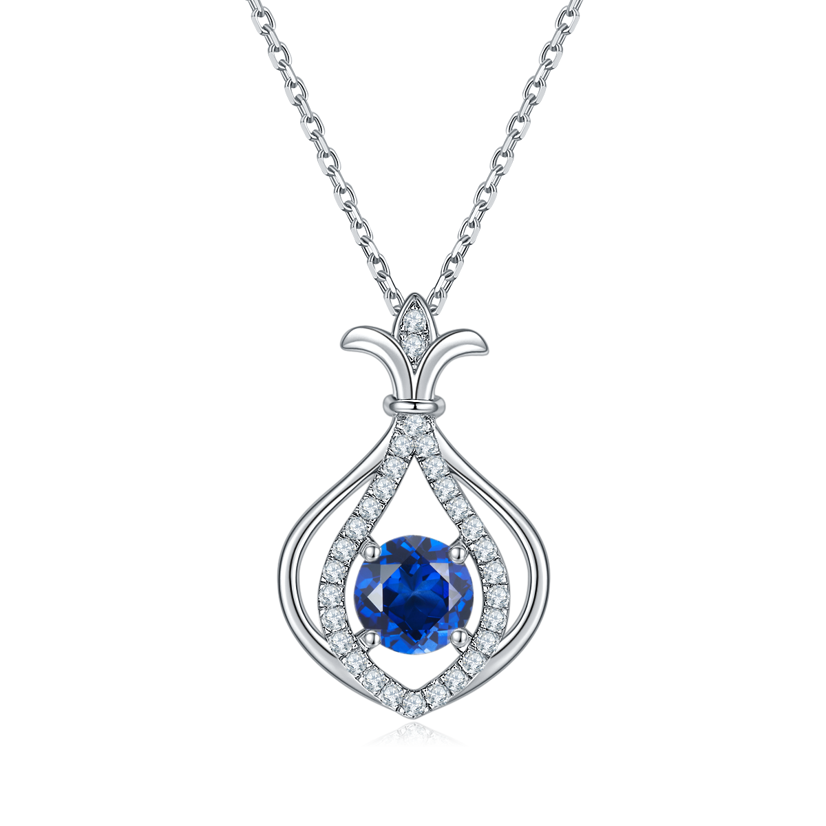 1.0 CT Moissanite & Colored Gemstone Gourd Necklace in White Gold Plated Sterling Silver#2