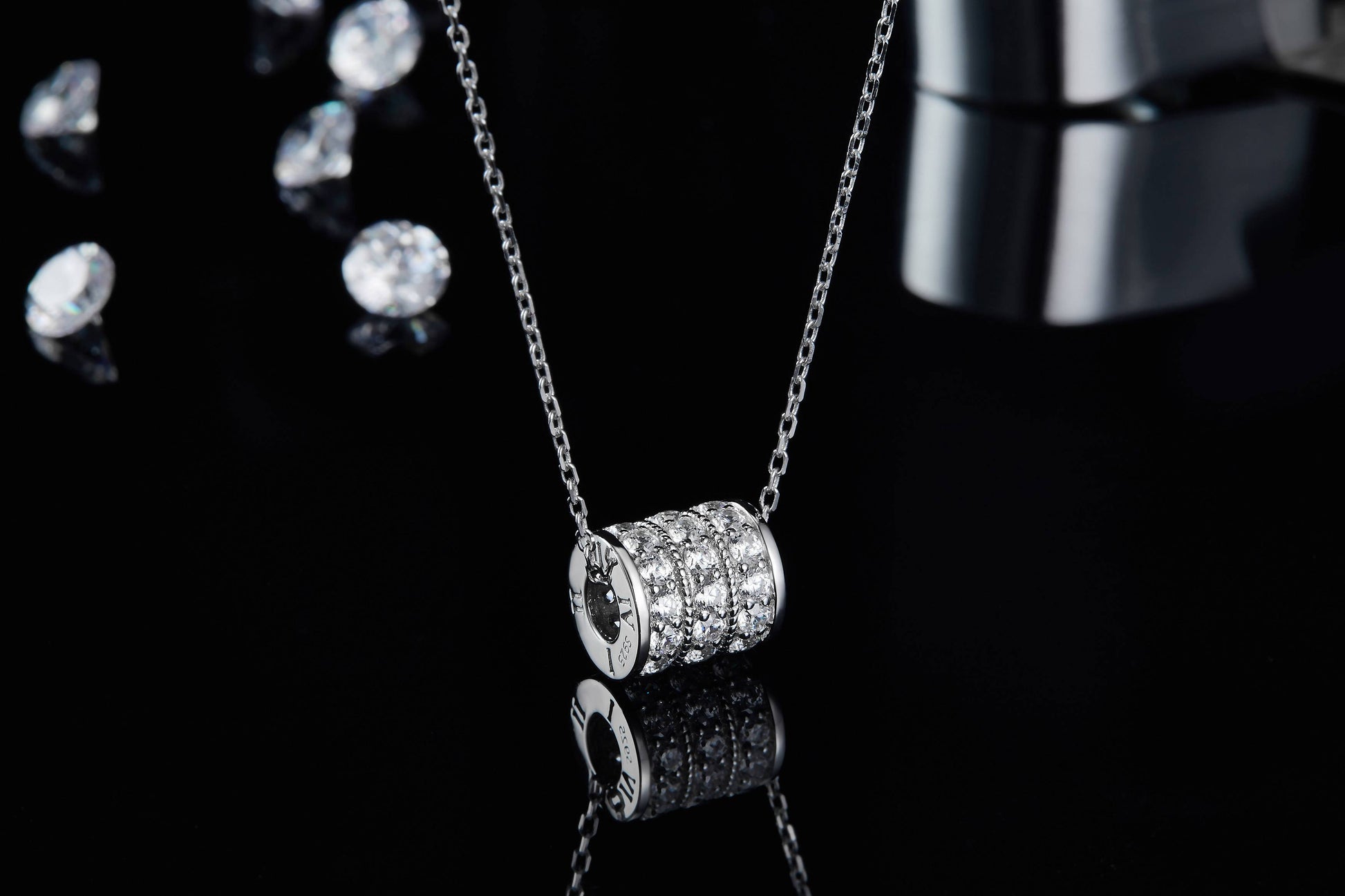 1.38 CT Moissanite Hourglass Necklace in White Gold Plated Sterling Silver#2