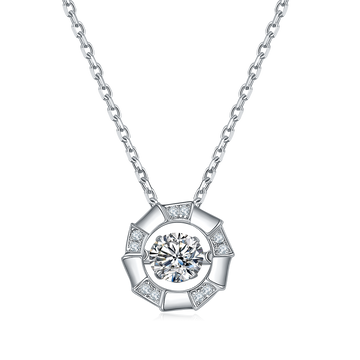 0.5 CT D Color Dancing Medusa Moissanite Necklace in White Gold Plated Sterling Silver#0