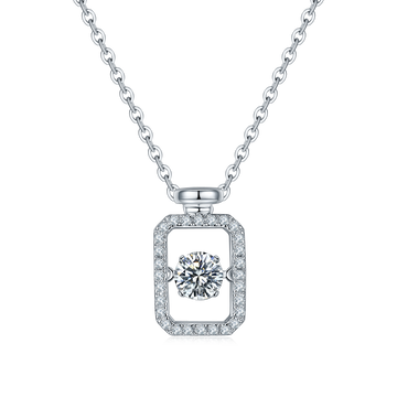 0.5 CT D Color Dancing Perfume Bottle Moissanite Necklace in White Gold Plated Sterling Silver#0