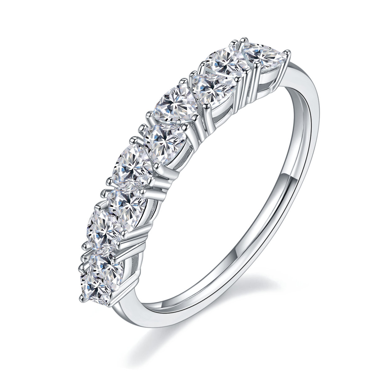1.0 CT D Color Trillion Cut Moissanite Custom Eternity Band in White Gold Plated Sterling Silver#0