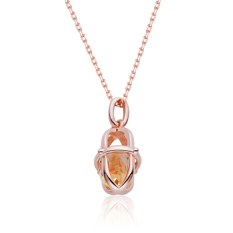 Natural Citrine Necklace, Earrings & Bracelet Set in Rose Gold Plated Sterling Silver#0