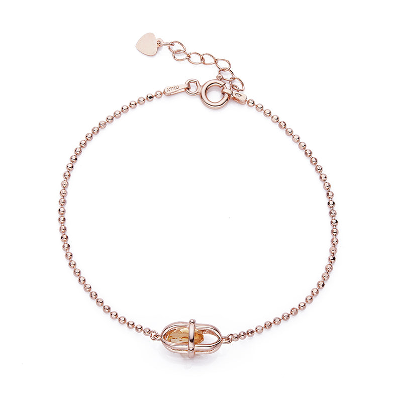 Natural Citrine Necklace, Earrings & Bracelet Set in Rose Gold Plated Sterling Silver#2