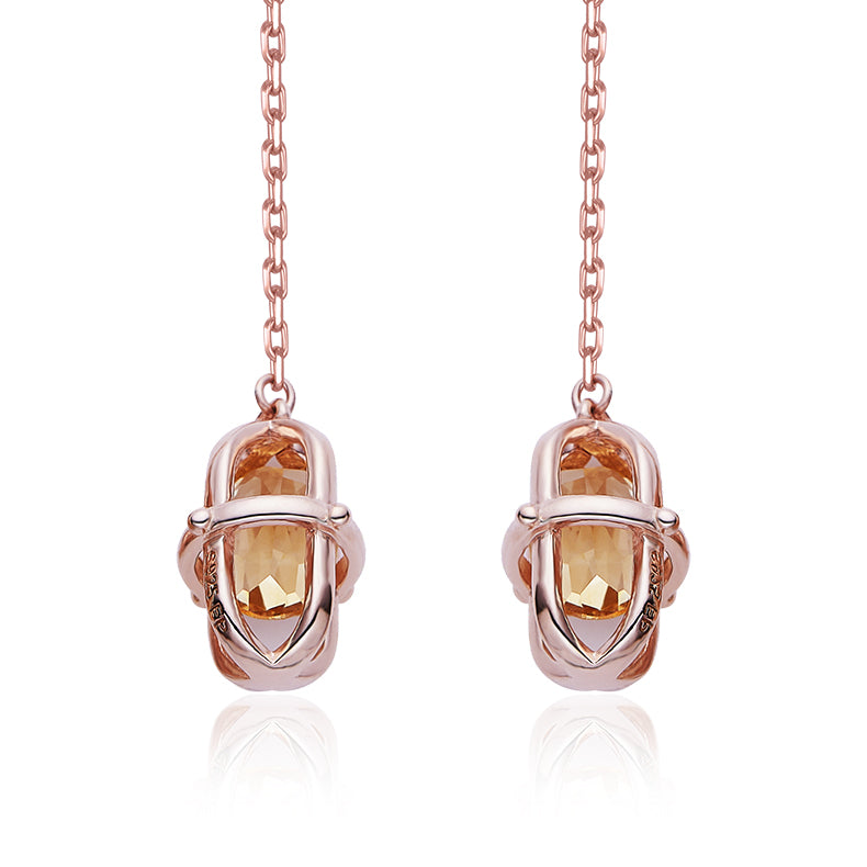 Natural Citrine Necklace, Earrings & Bracelet Set in Rose Gold Plated Sterling Silver#1