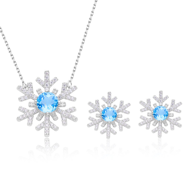 Natural Topaz Necklace & Earrings Set in White Gold Plated Sterling Silver#2