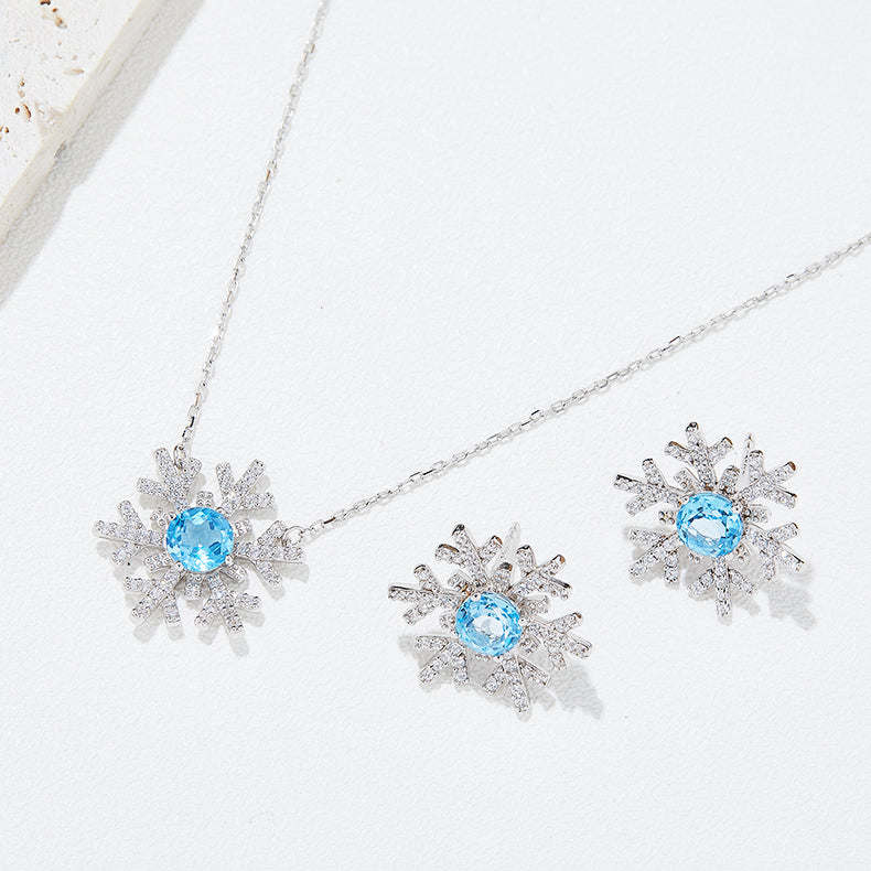 Natural Topaz Necklace & Earrings Set in White Gold Plated Sterling Silver#3