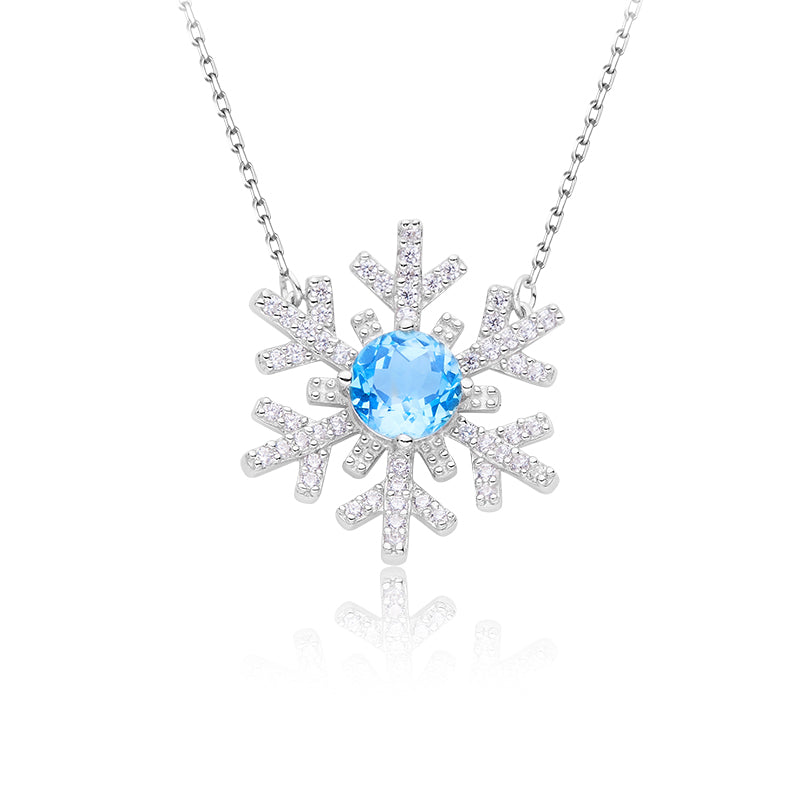 Natural Topaz Necklace & Earrings Set in White Gold Plated Sterling Silver#2