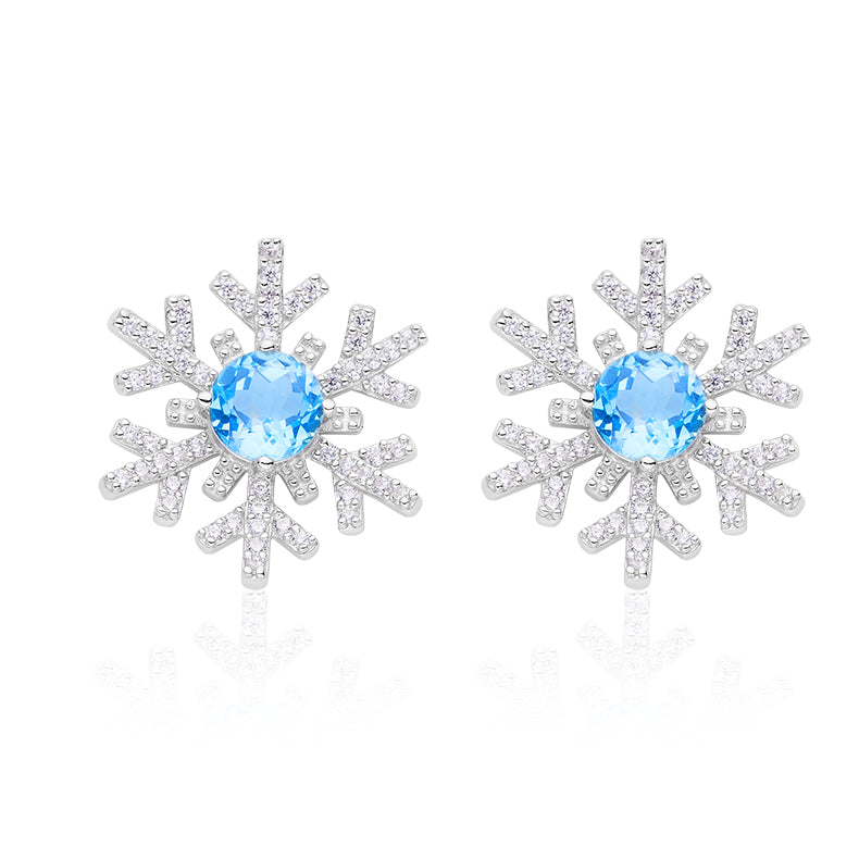 Natural Topaz Necklace & Earrings Set in White Gold Plated Sterling Silver#1