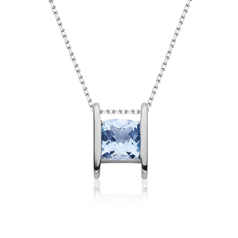 Garnet / Amethyst / Topaz Necklace in White Gold Plated Sterling Silver#4