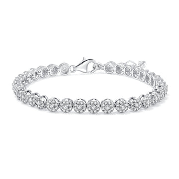 3.5 CT D Color Moissanite Round Bezel Tennis Bracelet (18cm) in 18K White Gold Plated Sterling Silver#0