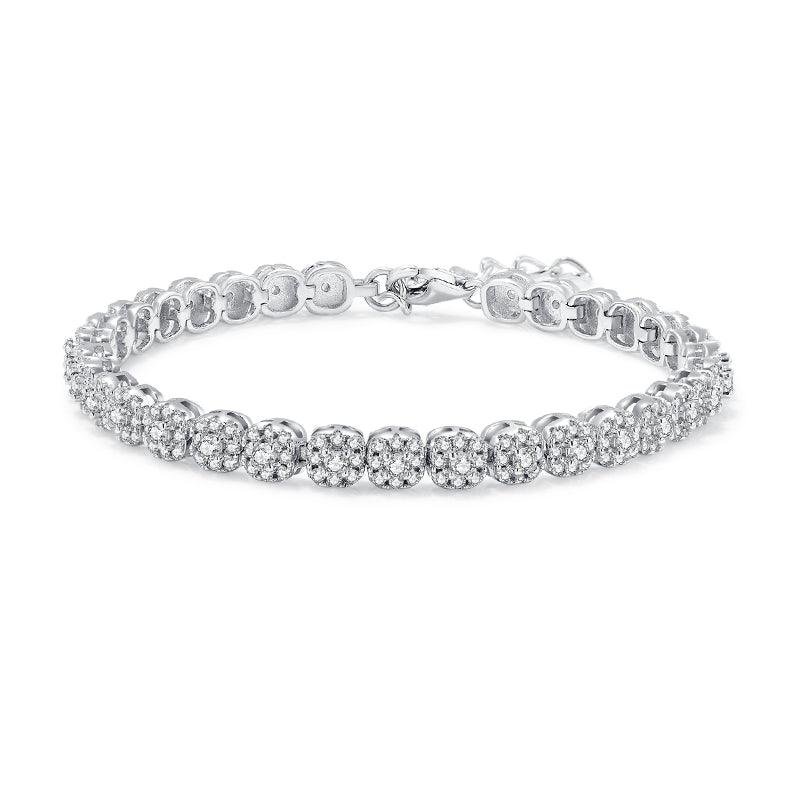 3.5 CT D Color Moissanite Square Bezel Tennis Bracelet (18cm) in 18K White Gold Plated Sterling Silver#0