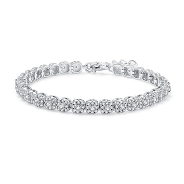 3.5 CT D Color Moissanite Square Bezel Tennis Bracelet (18cm) in 18K White Gold Plated Sterling Silver#0