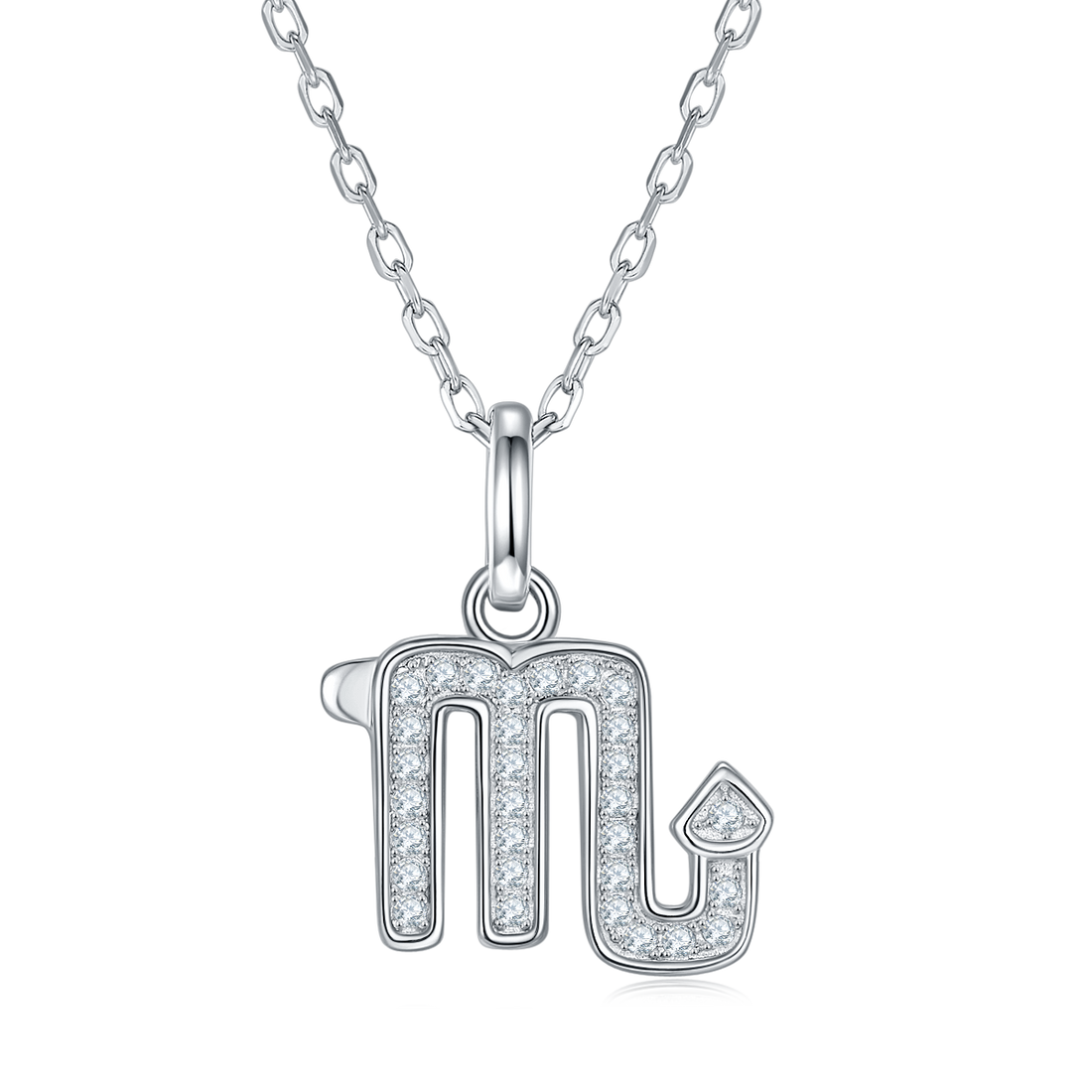Moissanite Scorpio Zodiac Necklace in Sterling Silver#0