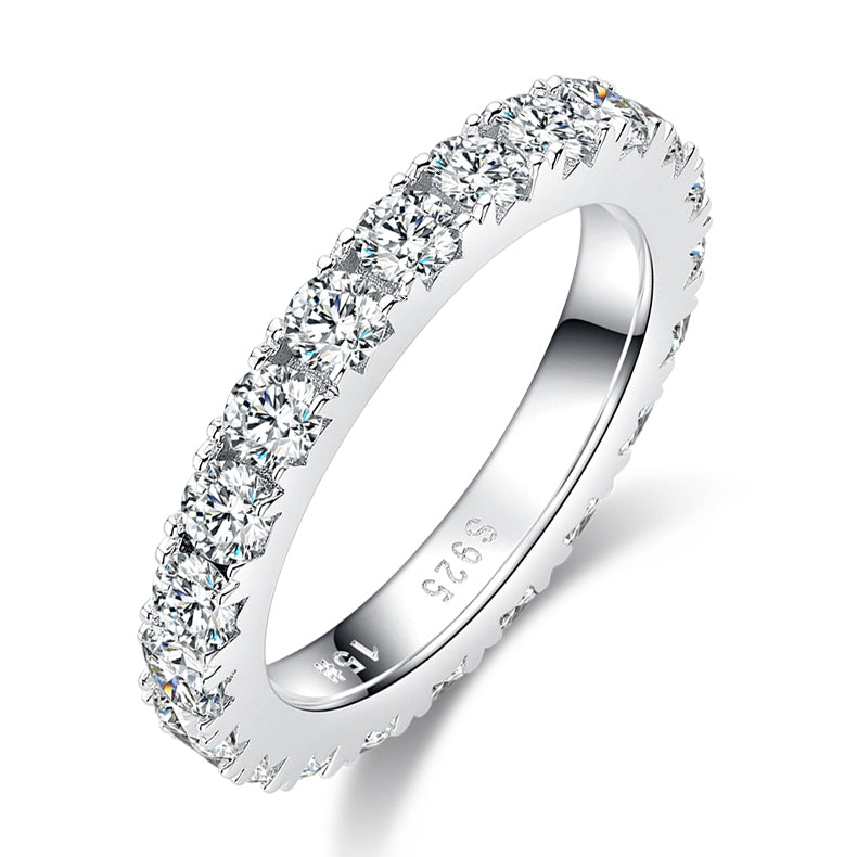 Moissanite Melee Micro-Pave Full Eternity Ring Guard (3.0mm) in White Gold Plated Sterling Silver#0