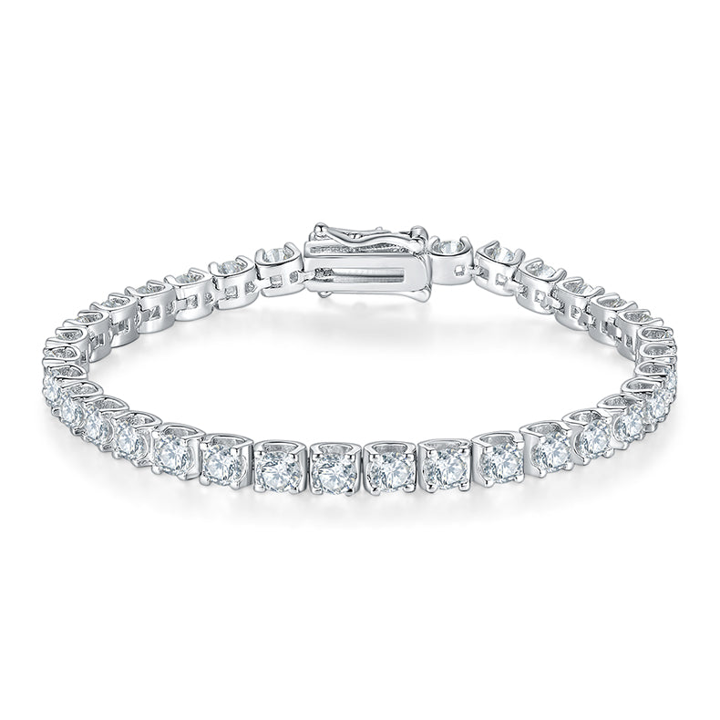 D Color Moissanite Classic Peg Head Tennis Bracelet in 18K White Gold Plated Sterling Silver#1
