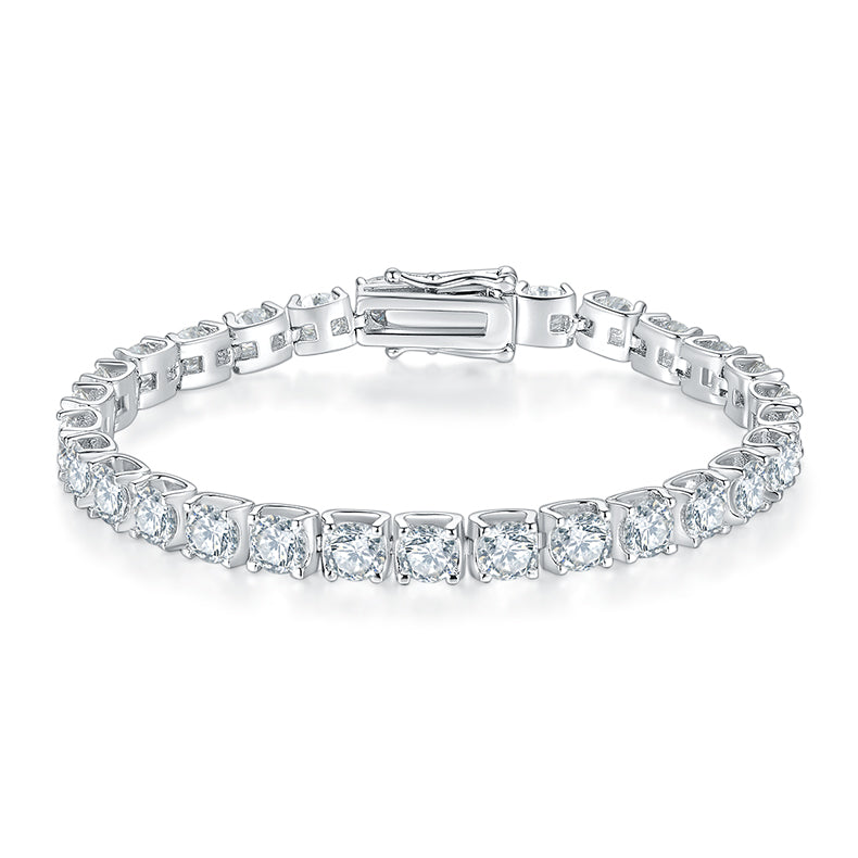 D Color Moissanite Classic Peg Head Tennis Bracelet in 18K White Gold Plated Sterling Silver#2