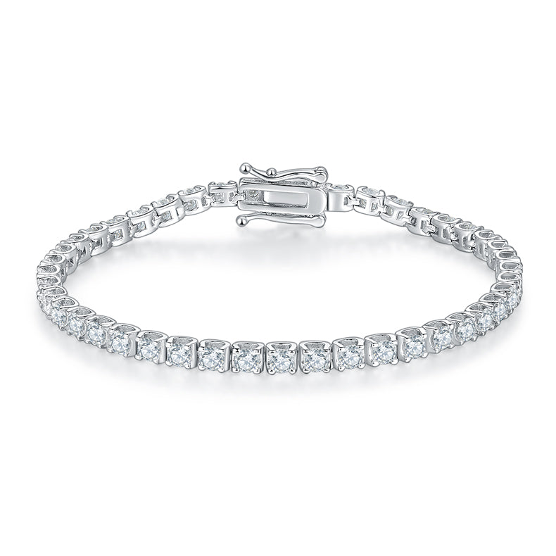 D Color Moissanite Classic Peg Head Tennis Bracelet in 18K White Gold Plated Sterling Silver#0