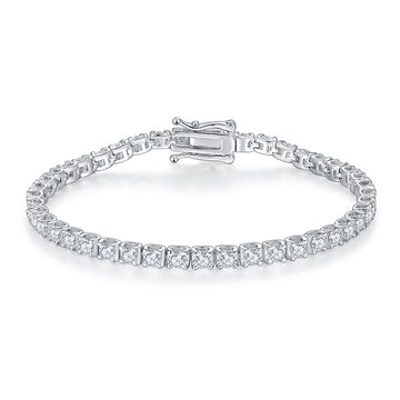 D Color Moissanite Classic Peg Head Tennis Bracelet in 18K White Gold Plated Sterling Silver#0