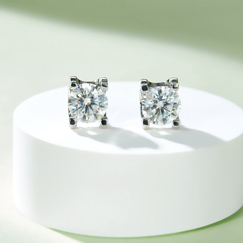 Moissanite Classic Peg Head Pendant & Stud Earrings Set in White Gold Plated Sterling Silver#5
