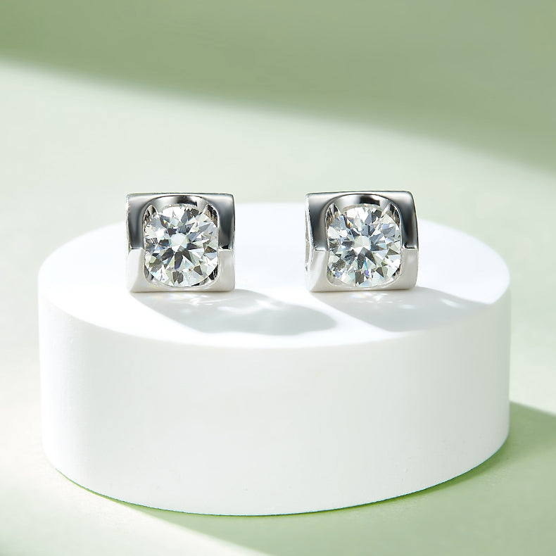 Moissanite Angel Kiss Pendant & Stud Earrings Set in White Gold Plated Sterling Silver#6
