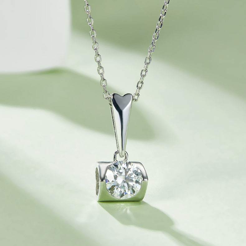Moissanite Angel Kiss Pendant & Stud Earrings Set in White Gold Plated Sterling Silver#5