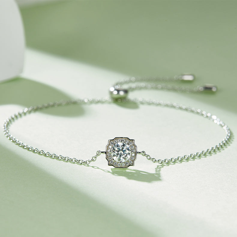 Moissanite Classic Luxury Halo Pendant & Stud Earrings Set in White Gold Plated Sterling Silver#9